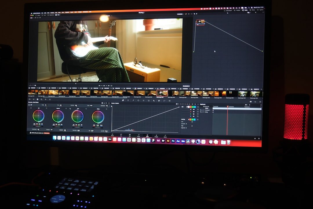 color grading on monitor