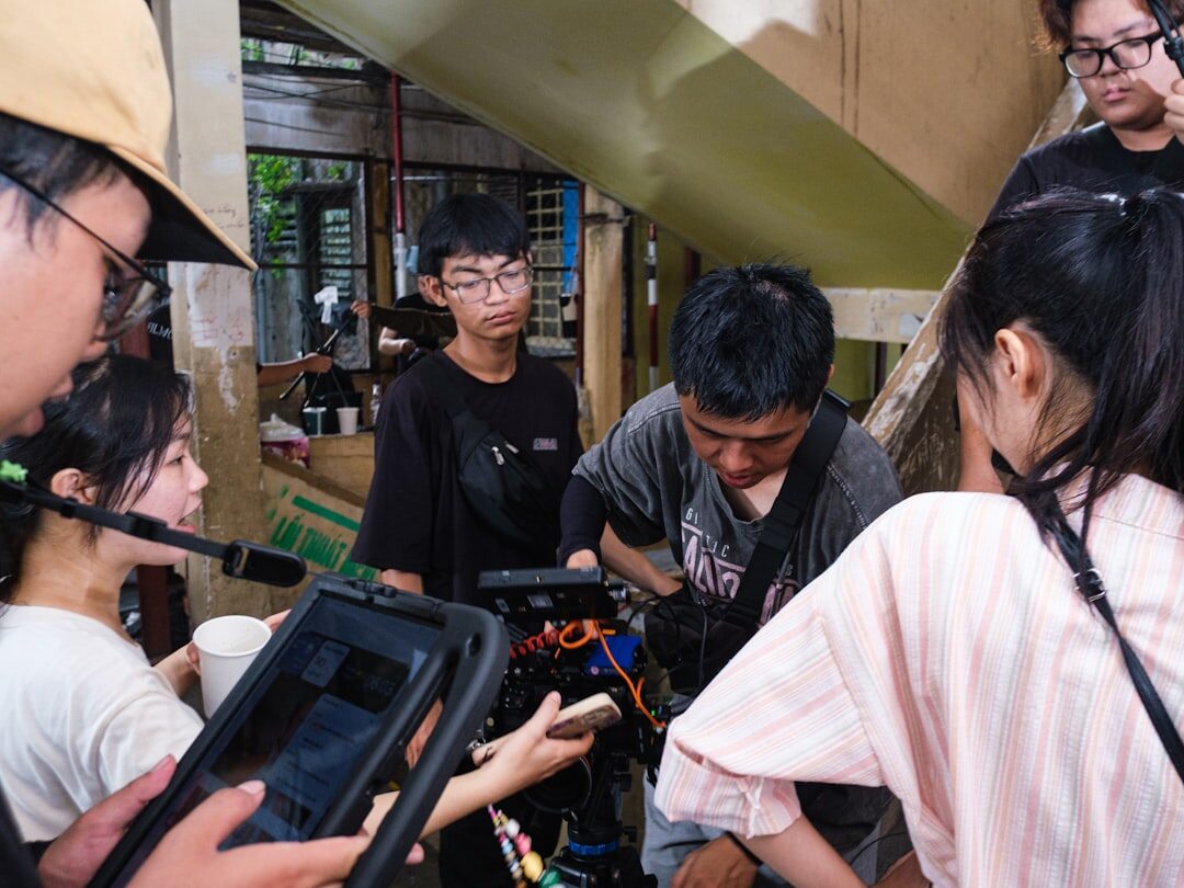 filmmaker discussing edit with team