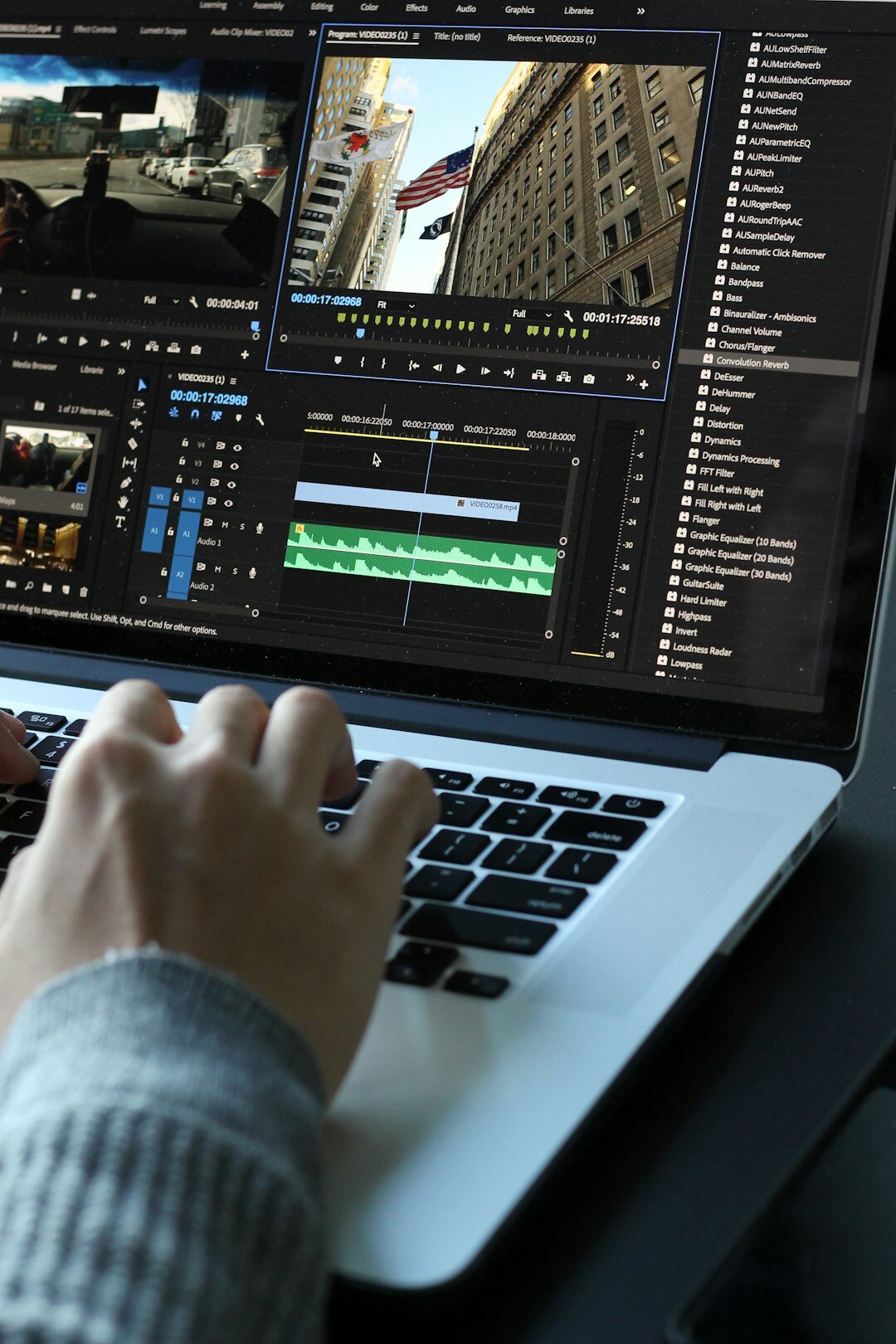 video editing timeline close up